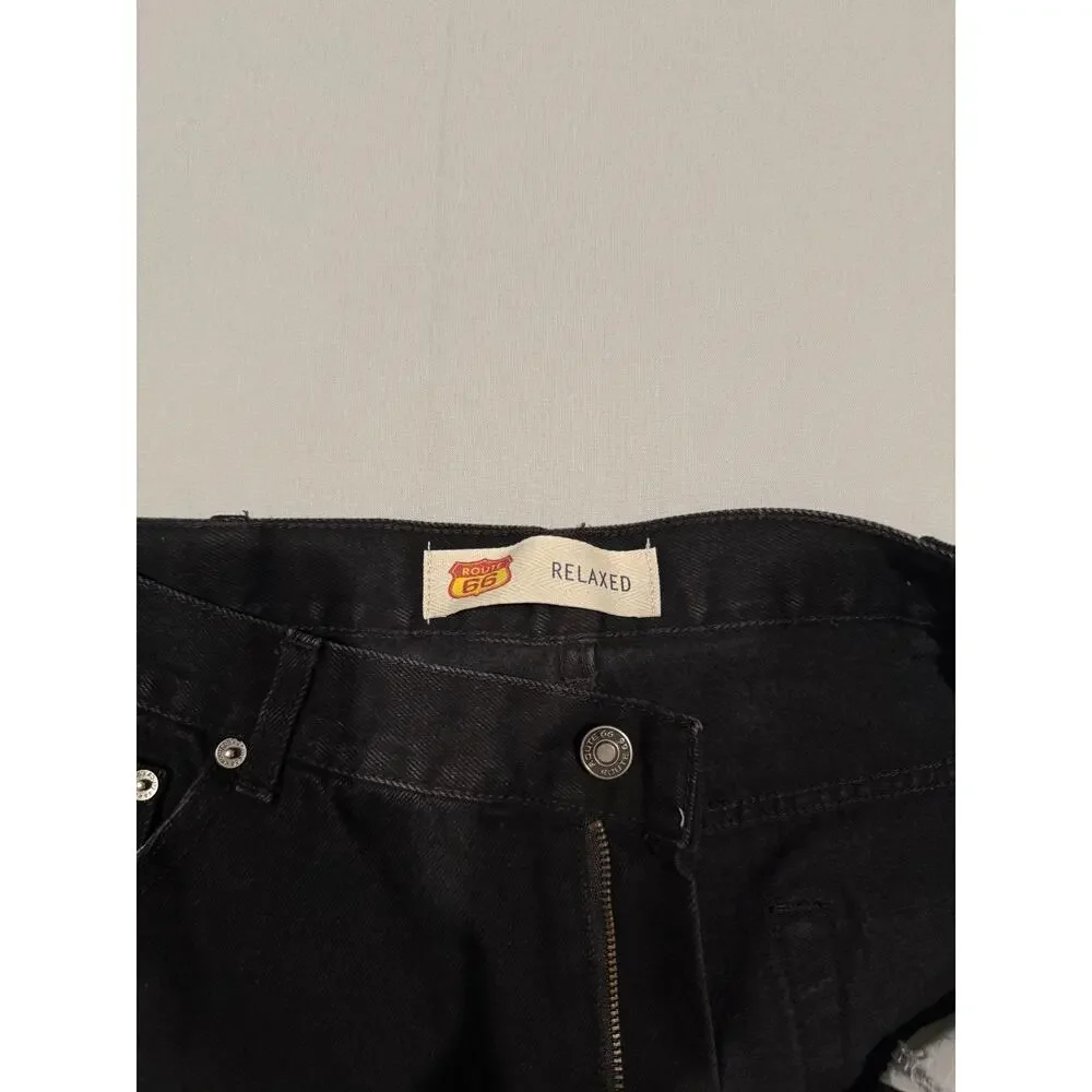 Route 66 Men's Jeans 36x32 Relaxed Fit Black 100% Cotton Y2K Straight Leg